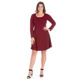 Long Sleeve Knee Length Plus Size Skater Dress