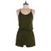 REORIA Romper Scoop Neck Sleeveless: Green Solid Rompers - Women's Size Small