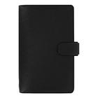 Filofax Saffiano Organizer, Personal Compact Size, Black - Cross-Grain, Leather-Look, Six Rings, Week-to-View Calendar Diary, Multilingual, 2024 (C022469-24)