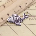 10 pièces breloques carpe poisson 32x19mm tibétain Bronze argent couleur pendentifs Antique