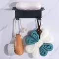 HORegina-Support de Douche avec Crochets Trous de Vidange Barre de Douche Auto-Adhésive en Acier