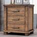 3 Drawer Reclaimed Solid Wood Nightstand End Table Bedside Table with Full Extension Drawer Glides for Cabin Lodge, Natural