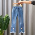 Miluxas Girls Casual Denim Pants High Waist Flare Leg Jeans with Pocket Clearance Blue 5-6Years