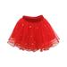 Lovskoo Toddler Baby Girl Cute Party Dance Cloth Splice Lace 3D Flower Holiday Princess Dresses Solid Color Net Yarn Crimping Pearl Sequins Tulle Skirt Baby Clothes Red 4 Years