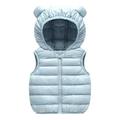 Pedort Kids Boys Girls Winter Cute Cartoon Windproof Hooded Vest Sleeveless Warm Waistcoat Light Blue 120