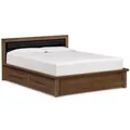 Copeland Furniture Moduluxe Storage Base Bed with Upholstered Headboard - 1-MPD-31-53-STOR-Wooly White