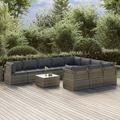 Gecheer 11 Piece Patio Set with Cushions Gray Poly Rattan