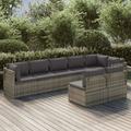 Gecheer 8 Piece Patio Set with Cushions Gray Poly Rattan