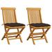 Tomshoo Patio Chairs with Taupe Cushions 2 pcs Solid Teak Wood