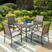 Summit Living 5-Piece Outdoor Dining Set with 4 Textilene Chairs & 1 Table Black & Brown