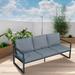 Efurden Patio Furniture Outdoor Sofa All-Aluminum 3-Seat Couch with Removable Cushion Waterproof Rustproof Coversation Set for Backyard Poolside Balcony Garden Grey