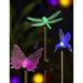 Set of 3 LED Color Changing Solar Stake Lights Outdoor - Garden Figurines (Hummingbird Butterfly Dragonfly) - LED Garden Lights Garden Decor - Yard Lights Solar Landscape