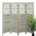 Fionafurn 4 Panel Room Divider Wooden Folding Privacy Screens Portable Partition Room Dividers White
