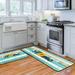 Teal Kitchen Rugs and Mats Non Skid Washable Non-Slip Backing Kitchen Rug Set of 2 for Floor Kitchen Decor Runner Rug Sets for Kitchen (17 x47.2 +17 x30 Teal)