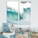 DESIGN ART Designart Massive Blue Waves Breaking Beach Seashore Canvas Wall Art Print 2 Piece Set 16 W x 32 H x 1 D x 2 Pieces