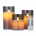 Anself Flameless Flickering Glass Battery Operated Candles with Remote Timer and 10- Remote Real Wax Moving Wick Pillar Glass Candles Flickering for Festival Wedding Christmas Home Party Decor