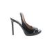 Albano Heels: Slide Stiletto Minimalist Black Print Shoes - Women's Size 39 - Peep Toe