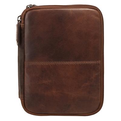 Kulturbeutel X-ZONE, Gr. B/H/T: 23cm x 17cm x 7cm onesize, braun (cognac), Leder, used, Taschen, echt Leder