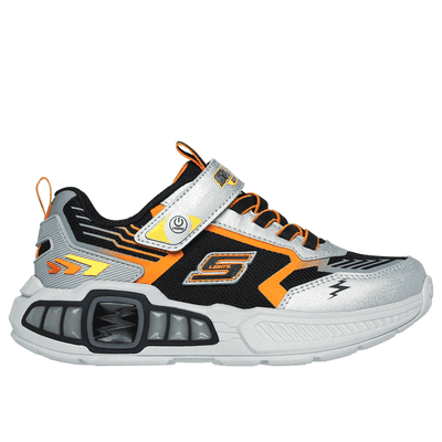 Skechers Boy's S-Lights: Light Storm 3.0 Sneaker | Size 2.0 | Silver/Black | Synthetic/Textile