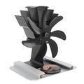 Wood Stove Fan, Vertical 7 Blade Heat Powered Stove Fan with Heat Insulation Plate for Living Room (Black)