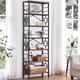 Homissue Bookcase,7-Tier Tall Bookshelf Metal Bookcase and Bookshelves, Free Standing Storage Morden Bookshelf for Home Office Living Room and Bedroom , Rustic Brown