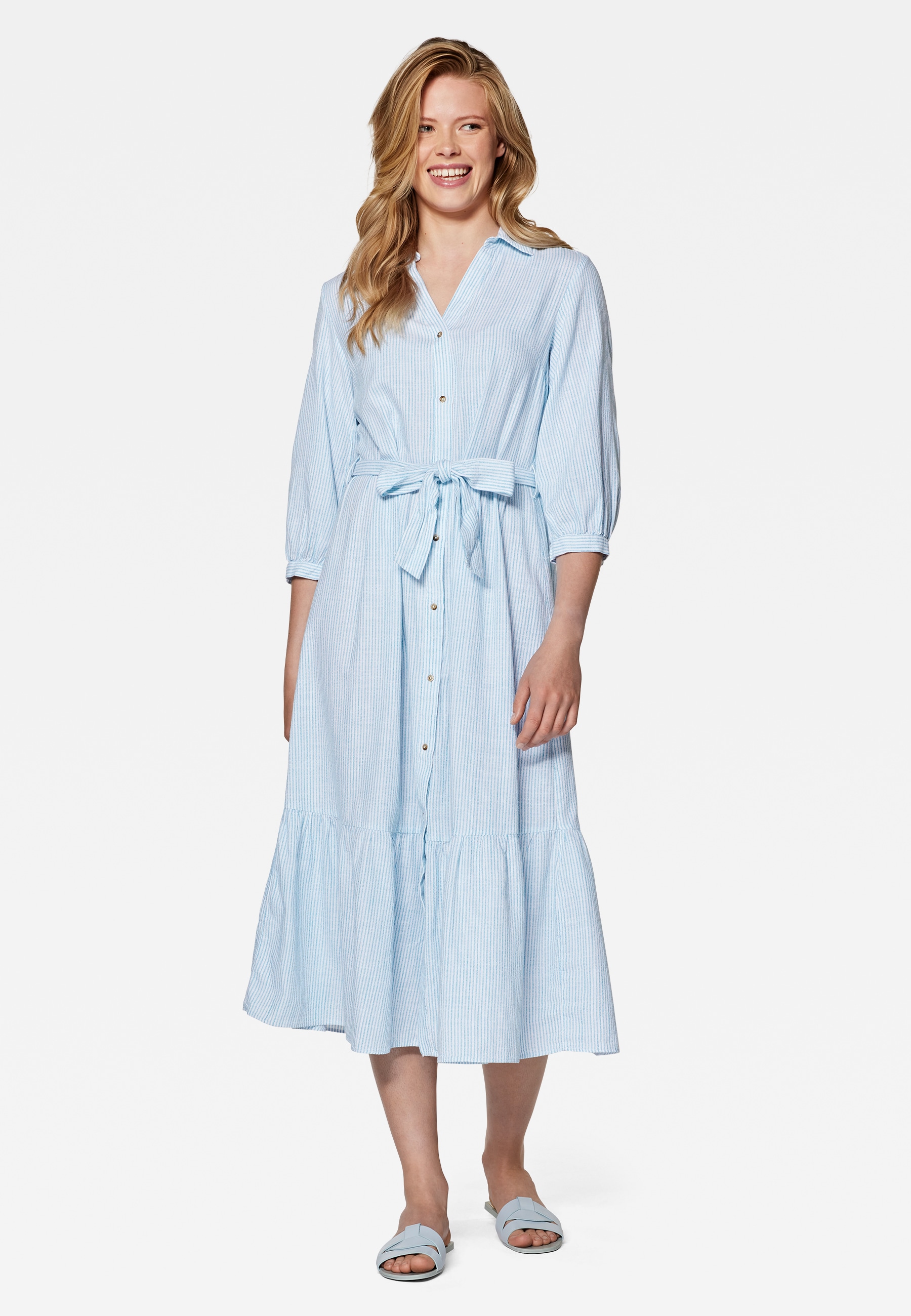 „Blusenkleid MAVI „“STRIPED DRESS““ Gr. L, US-Größen, blau (white stripes) Damen Kleider Freizeitkleider Streifen Kleid“