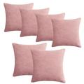 YORKSHIRE BEDDING Velvet Cushions with Covers Included 45 x 45 Stripe Cushion Covers with Invisible Zipper Cushion Inserts for Sofa Bedroom Car 18 x 18 Inch (6 x Cushions with Inners, Light Pink)
