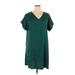 Shein Casual Dress - Shift V Neck Short sleeves: Teal Print Dresses - Women's Size 1X