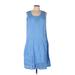 Serengeti Casual Dress - A-Line Scoop Neck Sleeveless: Blue Solid Dresses - Women's Size Large Petite