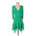 Maison Tara Casual Dress - Wrap Plunge 3/4 sleeves: Green Dresses - Women's Size 4