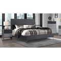 Global Furniture USA King Low Profile Standard Bed Upholstered/Polyester in Gray | 54.5 H x 63.6 W x 81.3 D in | Wayfair ENZO-DARK GREY-QB