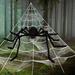 The Holiday Aisle® Halloween Spider Black Atmosphere Decoration Kit-Black Spider + Triangular White Web (5M) + Small Spider (20) + (40G) | Wayfair