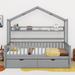 Gracie Oaks Zyreon Bed w/ Storage Shelf Wood in Gray | 70.9 H x 57.8 W x 77.6 D in | Wayfair C9602AEC91A54D13AA8493BFC0A5B3B8
