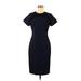 St. John Casual Dress - Sheath Crew Neck Short sleeves: Blue Color Block Dresses - Women's Size 6