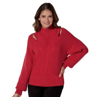 Masseys Cutout Turtleneck Sweater (Size 4X) Crimso...