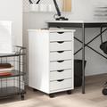 vidaXL Rolling Cabinet with Drawers MOSS White Solid Wood Pine