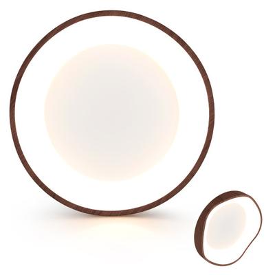 Costway 24W Modern LED Mount Ceiling Light with Wood Pattern and Metal Frame-Brown