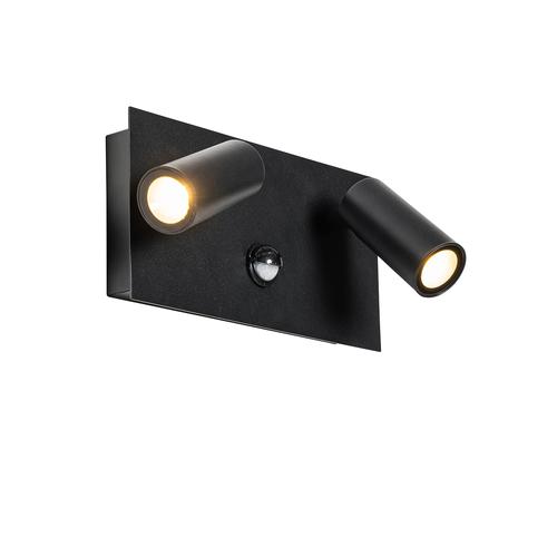 Außenwandleuchte schwarz inkl. LED 2-Licht Bewegungsmelder - Simon