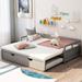 Extendable Daybed with Trundle, Wooden Platform Sofa Bed Frame, Twin to King Size Extend Bed Furniture for Bedroom Living Room