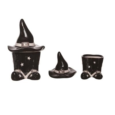 Transpac Dolomite 6 in. Multicolor Halloween Witch Hat and Boot Salt and Pepper Shakers Set of 2