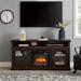 Brown Fireplace TV Stand for TVs Up to 60" with 18" Fireplace Insert - 60" x 15.75" x 29.00"