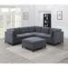 Sectional 6pc Set Living Room Furniture Corner Sectional Couch 3x Corner Wedge 2x Armless Chairs and 1x Ottoman Tufted Back