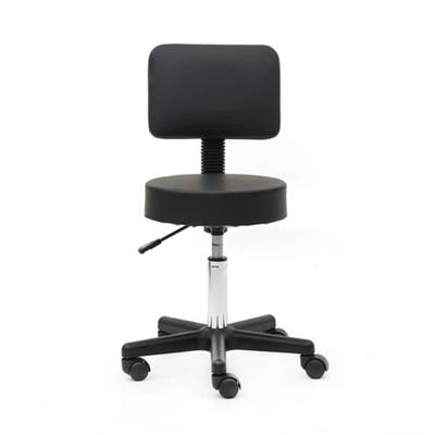 Round Shape Plastic Adjustable Salon Stool with Back Black - 12.59 x 13.78 x 34.45