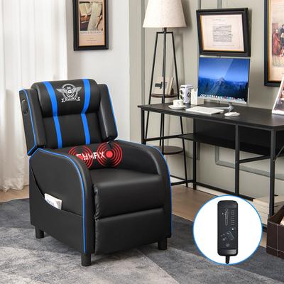 Gymax Massage Gaming Recliner Chair PU Leather Single Recliner Sofa