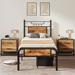 Moasis Wood and Metal Platform Bed Frame with Headboard Twin/Full/Queen Size