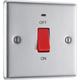 BG Brushed Steel 45A Double Pole Switch 45A 1 Gang + Neon in Silver Stainless Steel