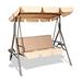 3 Person Outdoor Weather Resistant Patio Glider Swing Hammock with Utility Tray Removable Cushion & for Patio Garden or Deck Beige