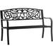 JIARUI 50 2-Person Garden Bench Loveseat with Cast Iron Decorative Welcome Vines Outdoor Patio Bench for Backyard Porch Entryway