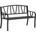 JIARUI 2-Seater Outdoor Garden Patio Bench with a Solid Metal Build Decorative Backrest & Ergonomic Comfort Armrests
