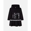 Girl's DKNY Girls Black Hooded Logo Dress - Size: 12 years